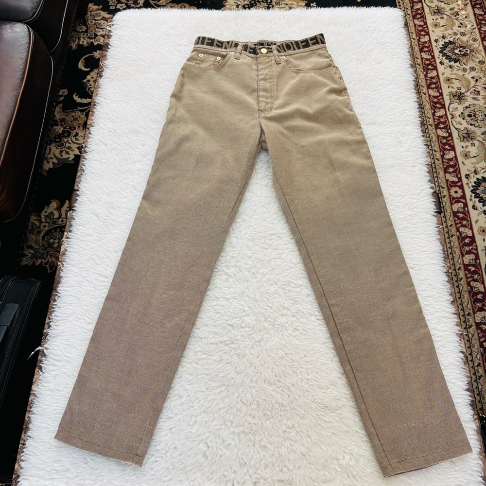 Fendi High Waist Women’s Tan Pants size EU 43 US 29 - Picture 3 of 16